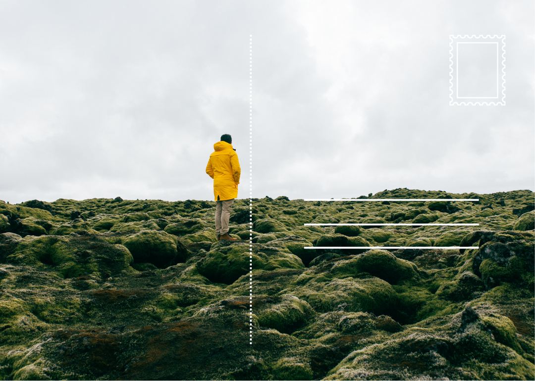 Postkarte, Natur, Person in gelb