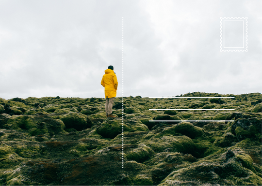 Postkarte, Natur, Person in gelb